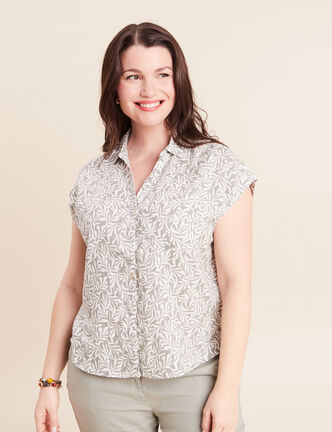 Chemise sans manches vert kaki femme