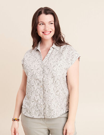 Chemise sans manches vert kaki femme