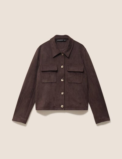 Veste doubl&eacute;e marron fonc&eacute; femme
