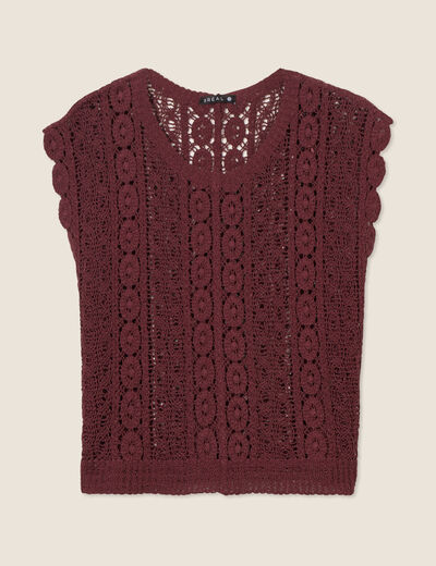 Débardeur macramé bordeaux femme