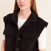 Veste courte droite sans manches noir femme