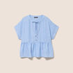 Blouse ample col v manches courtes bleu femme