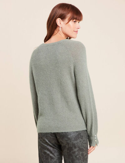 Pull col rond manches longues vert clair femme