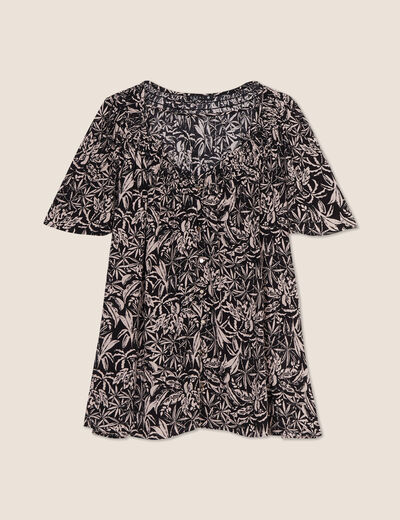 Blouse manches courtes noir femme