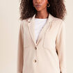 Veste droite col tailleur doubl&eacute;e sable femme