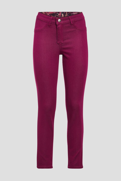 Pantalon ajusté réversible rose femme