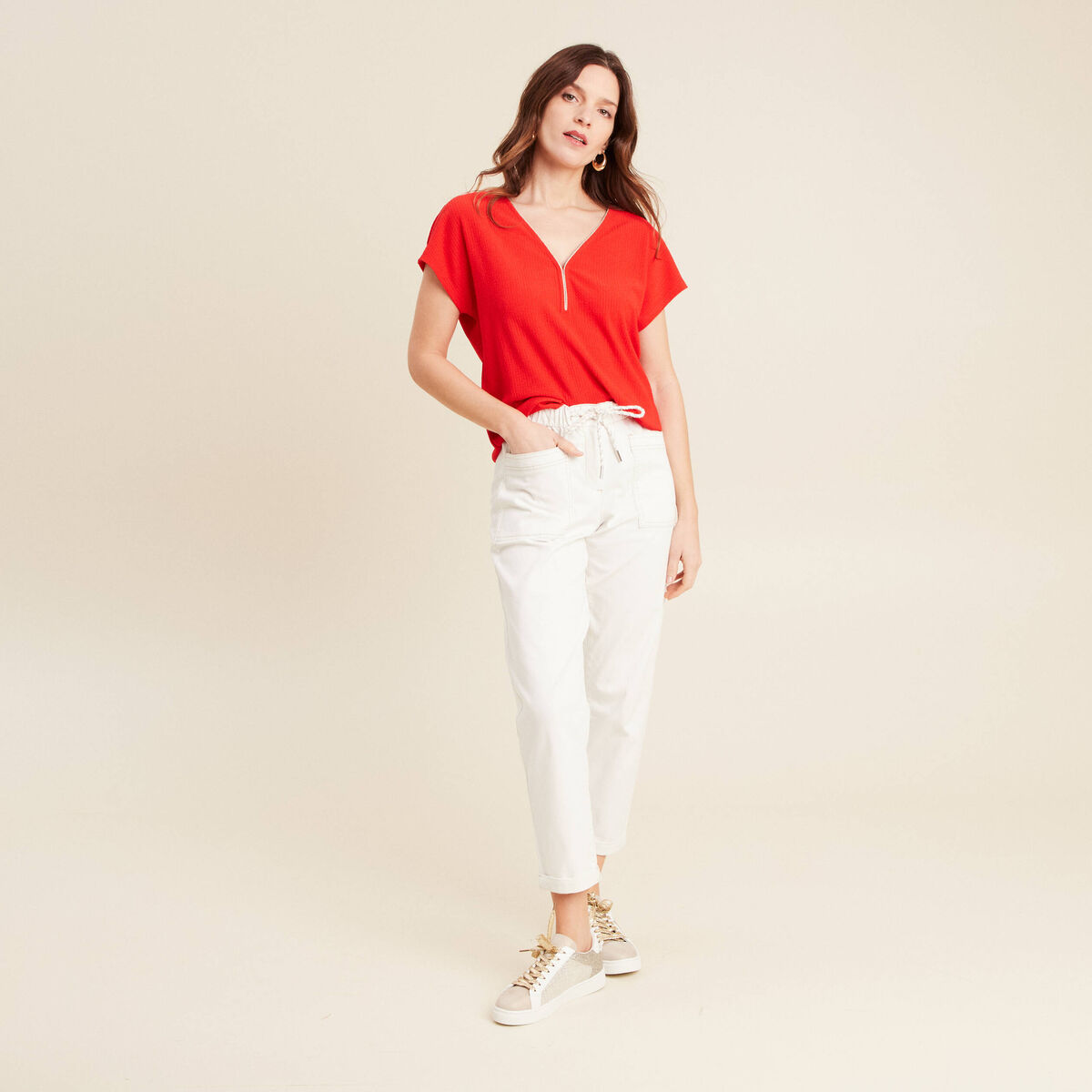 T-shirt manches courtes orange foncé femme