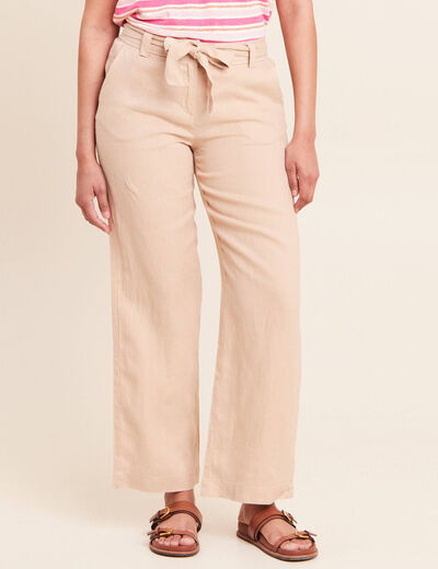 Pantalon coupe large en lin sable femme