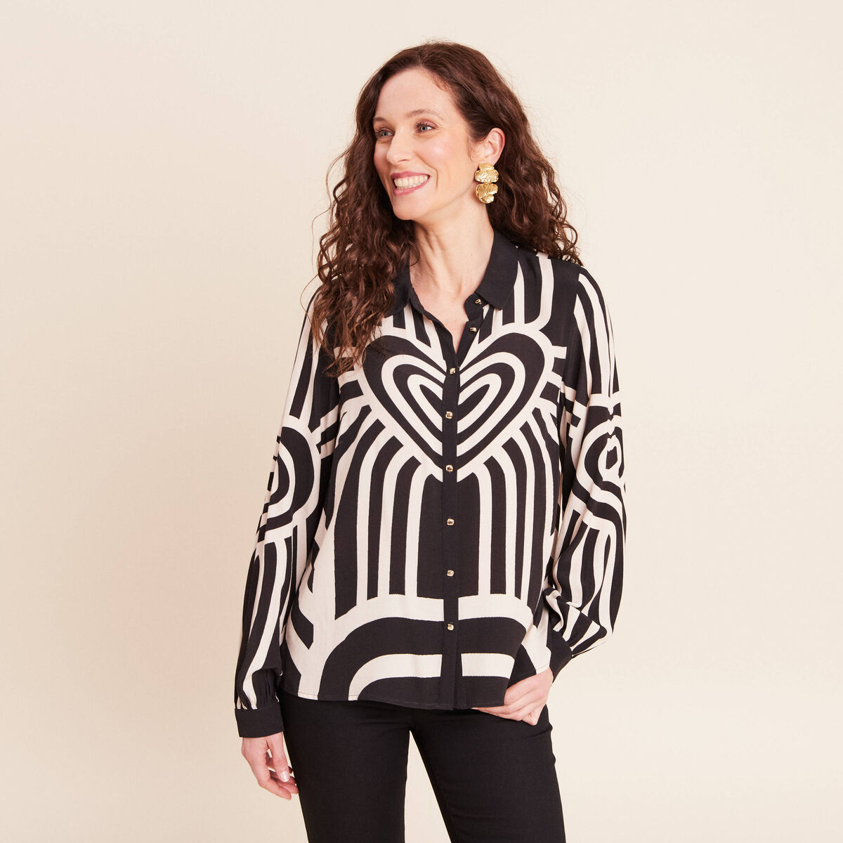 Chemise à imprimé bleu sur tissu blanc - Del Siena