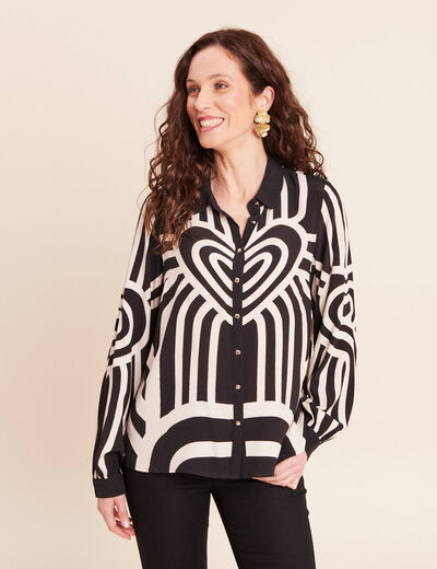 Chemise ample manches longues fluide blanc femme