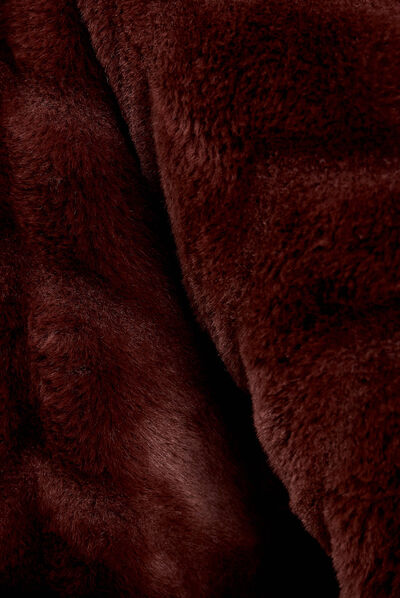 Manteau fausse fourrure réversible marron foncé femme