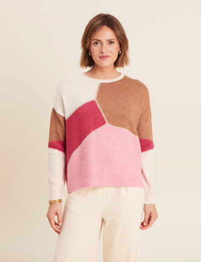 Pull manches longues rose femme