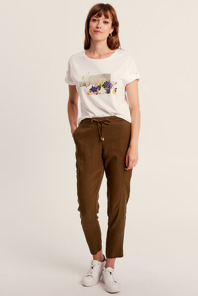 T-shirt manches courtes ecru femme