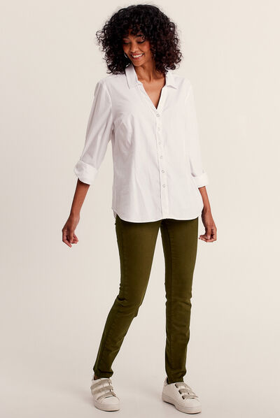 Chemise manches longues ecru femme