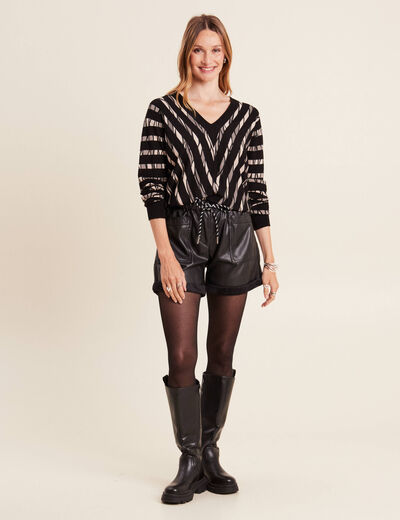 Pull manches longues noir femme