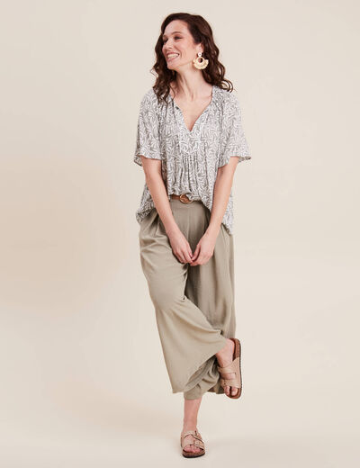 Blouse manches courtes vert kaki femme