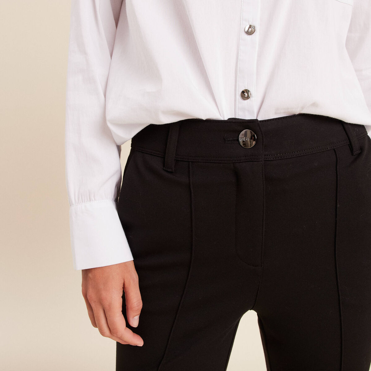 Pantalon bootcut maille milano noir femme