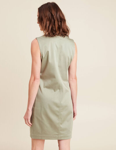 robe courte droite réversible en jean vert olive femme