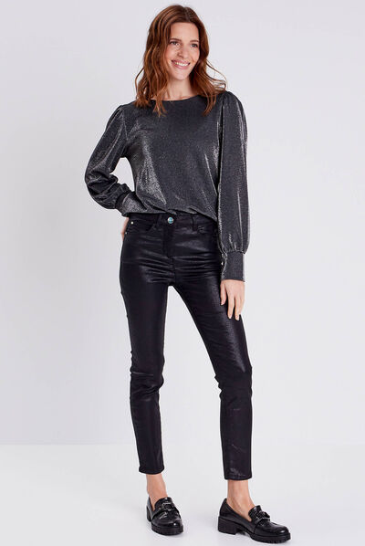 PANTALON LÉGER ENDUIT MAGIQUE noir femme