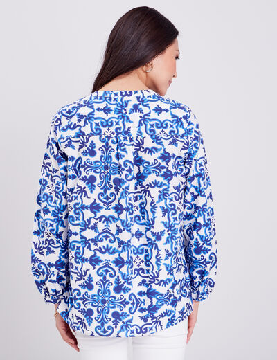 Blouse manches longues bleu femme