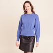 Pull droit col rond manches longues bleu femme
