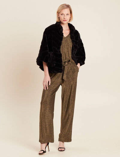 Pantalon large taille haute vert kaki femme
