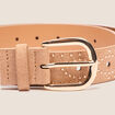Ceinture clous et oeillets camel femme