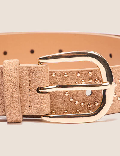 Ceinture clous et oeillets camel femme