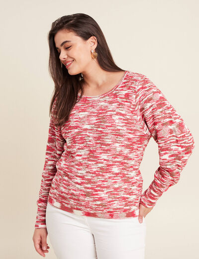 Pull manches longues rose fushia femme