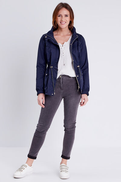 Pull à lacets sur le devant ecru femme