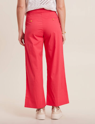 Pantalon flou ceinturé 7/8ème rose cerise femme
