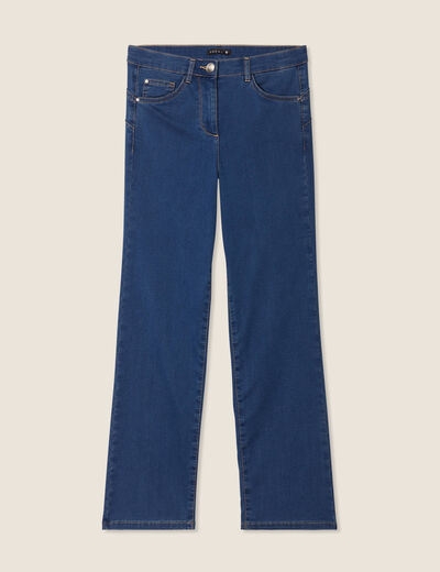 Jean droit taille haute 7/8ème denim double stone femme