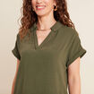 Blouse manches courtes vert kaki femme