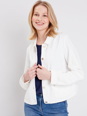 Veste droite boutonnee ecru femme