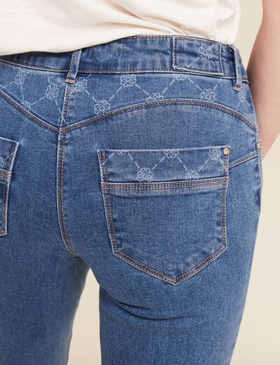 Jean droit taille basculée denim stone femme