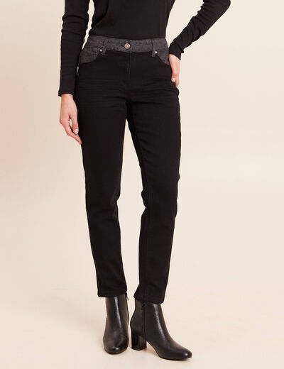 Jean ajust&eacute; 7/8&egrave;me taille bascul&eacute;e noir femme