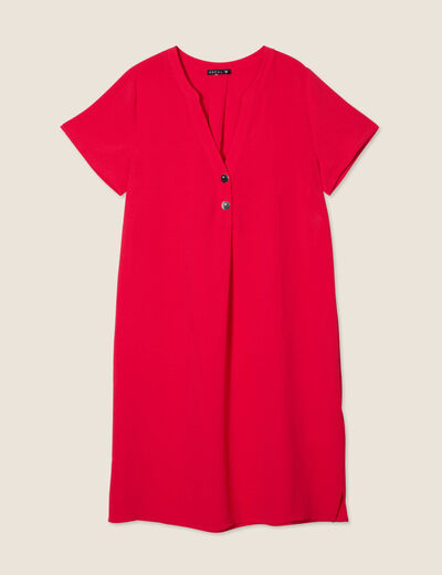 Robe droite manches courtes rouge femme