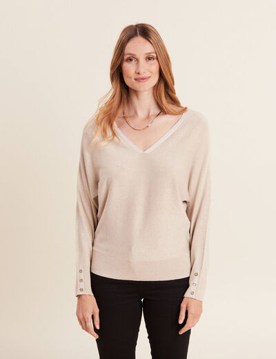 Pull manches longues couleur or femme