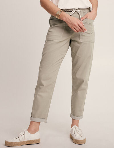 Pantalon coupe mom 7/8&egrave;me vert clair femme
