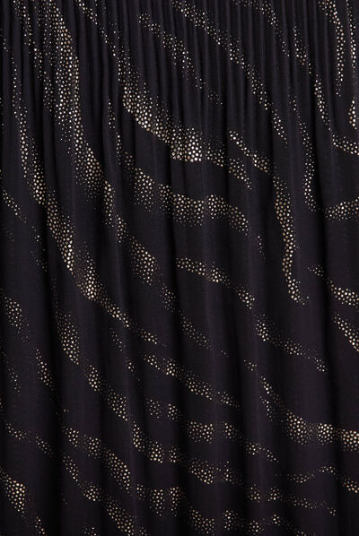 Robe évasée plissée noir femme
