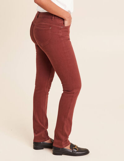 Jean coupe ajust&eacute;e taille bascul&eacute;e marron femme