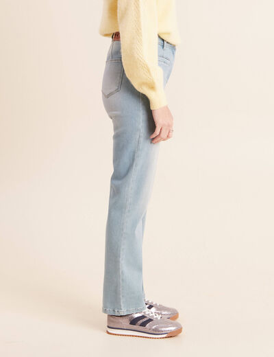 Jean droit taille haute 7/8&egrave;me denim double stone femme