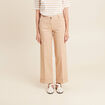 Pantalon large taille basculée beige femme