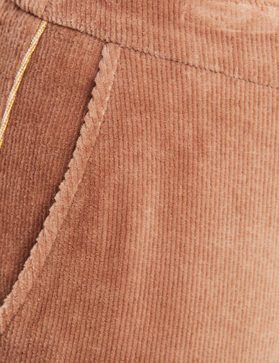Pantalon cigarette velours marron femme