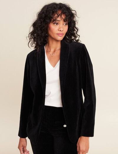 Veste tailleur velours noir femme