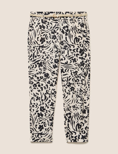 Pantalon coupe chino en lin blanc femme