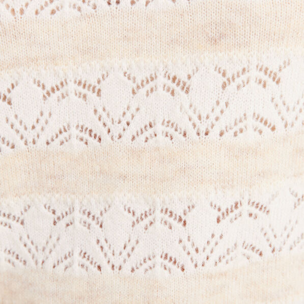 Pull manches longues ajouré beige femme