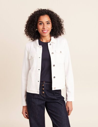 Veste jean manches longues blanc femme