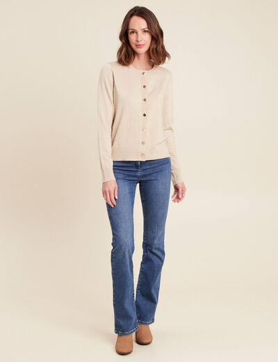 Gilet col rond couleur or femme