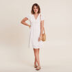 Robe droite fluide smock&eacute;e ecru femme